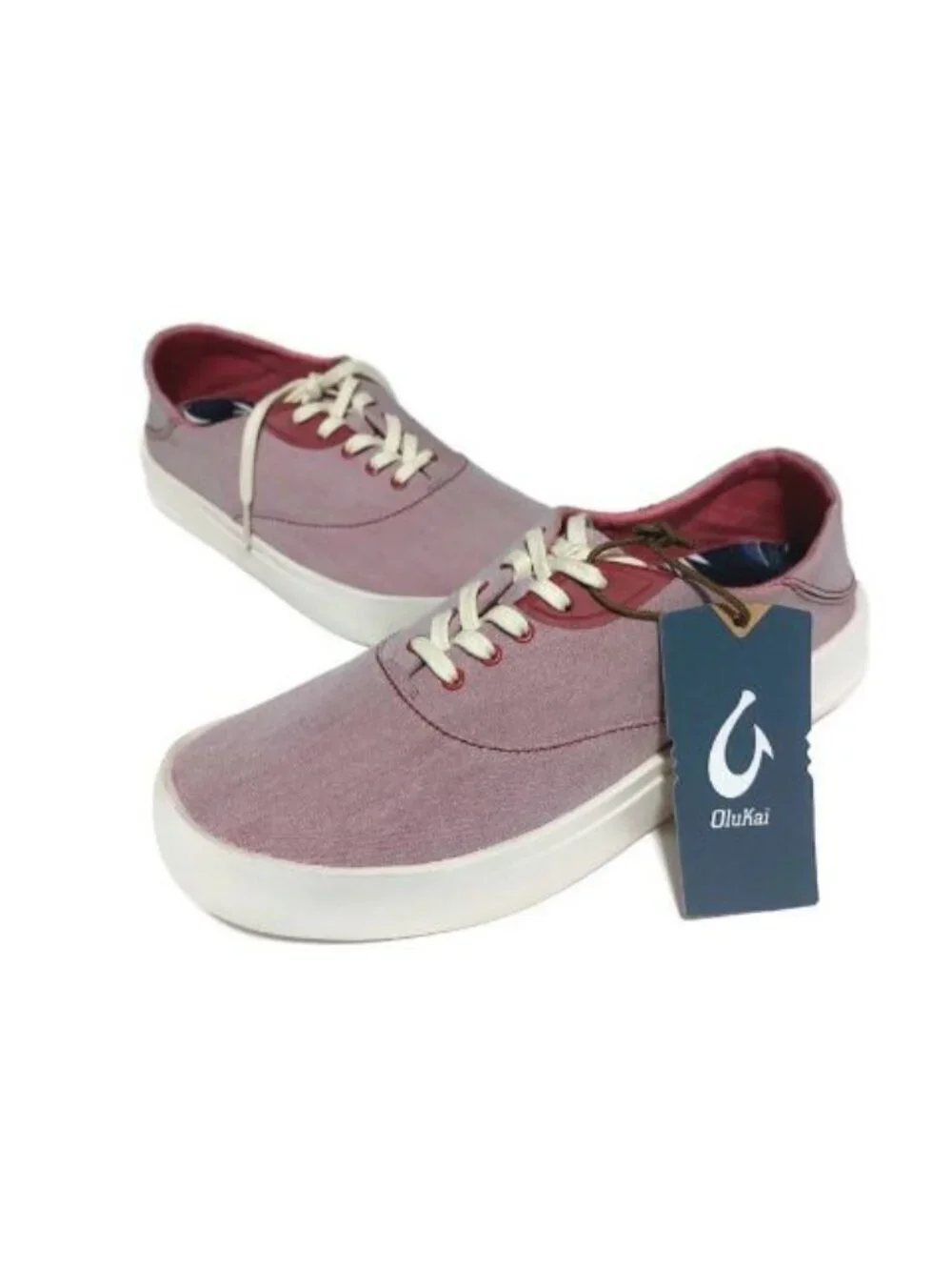 Olukai Tradewind Mens 8.5 Canvas Lace Up Boat Beach Sneakers Drop-In Heel Lava
